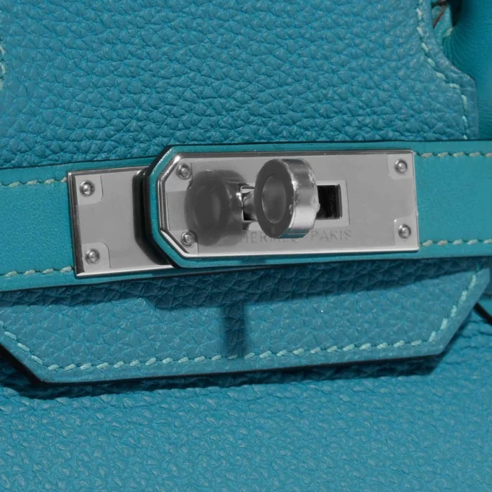 High-End Hermès Inspired Birkin Ghillies 30 Swift/Togo Turquoise PHW - Direct Luxury Fashion - Image 7