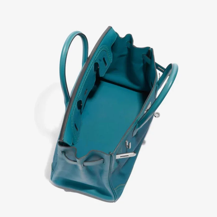 High-End Hermès Inspired Birkin Ghillies 30 Swift/Togo Turquoise PHW - Direct Luxury Fashion - Image 5