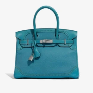 High-End Hermès Birkin Ghillies 30 Turquoise PHW - DLF