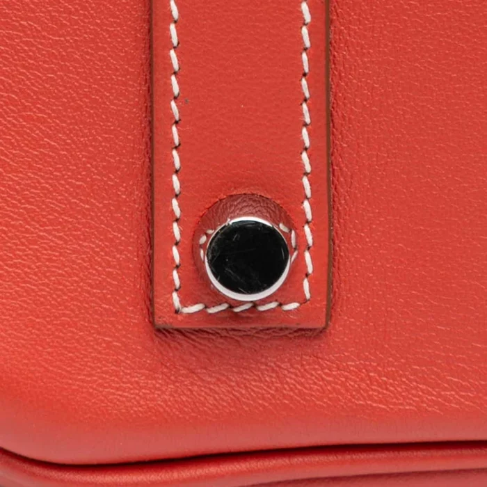 High-End Hermès Inspired Birkin Ghillies 35 Swift/Toile Sanguine PHW - Direct Luxury Fashion - Image 5