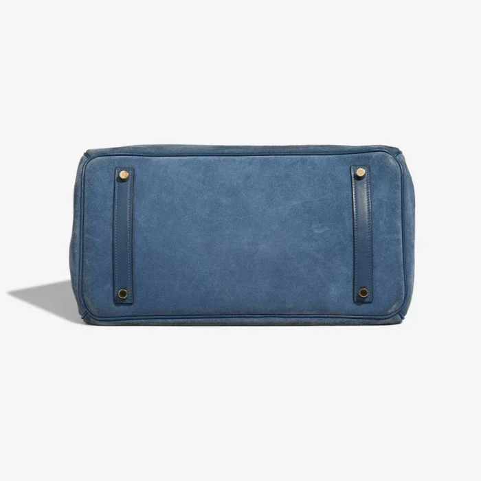 High-End Hermès Inspired Birkin Grizzly 35 Doblis Suede/Swift Bleu Thalassa PBHW - Direct Luxury Fashion - Image 3