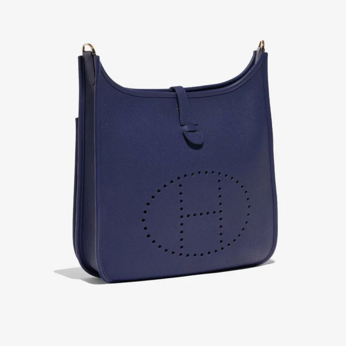 High-End Hermès Inspired Evelyne 29 Taurillon Clemence Blue Sapphire GHW - Direct Luxury Fashion - Image 4