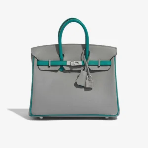 High-End Hermès Inspired Birkin 25 Gris Mouette/Blue Paon | DLF