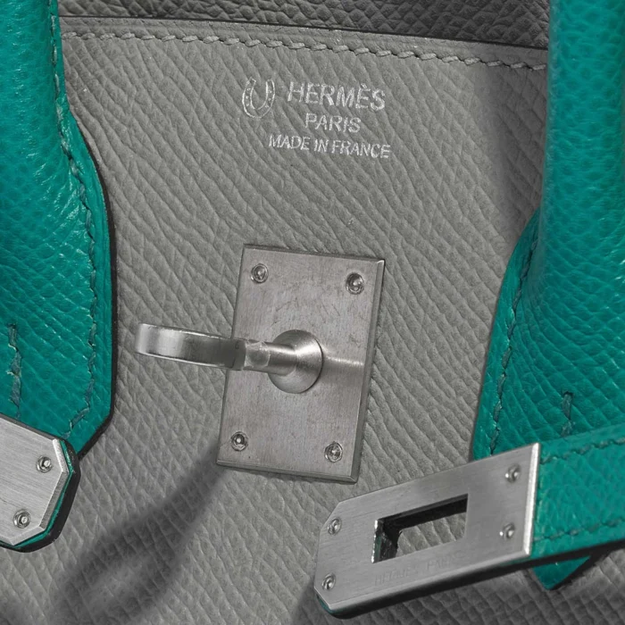 High-End Hermès Inspired HSS Birkin 25 Epsom Gris Mouette/Blue Paon PHW - Direct Luxury Fashion - Image 6