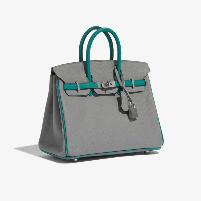 High-End Hermès Inspired HSS Birkin 25 Epsom Gris Mouette/Blue Paon PHW - Direct Luxury Fashion - Image 4