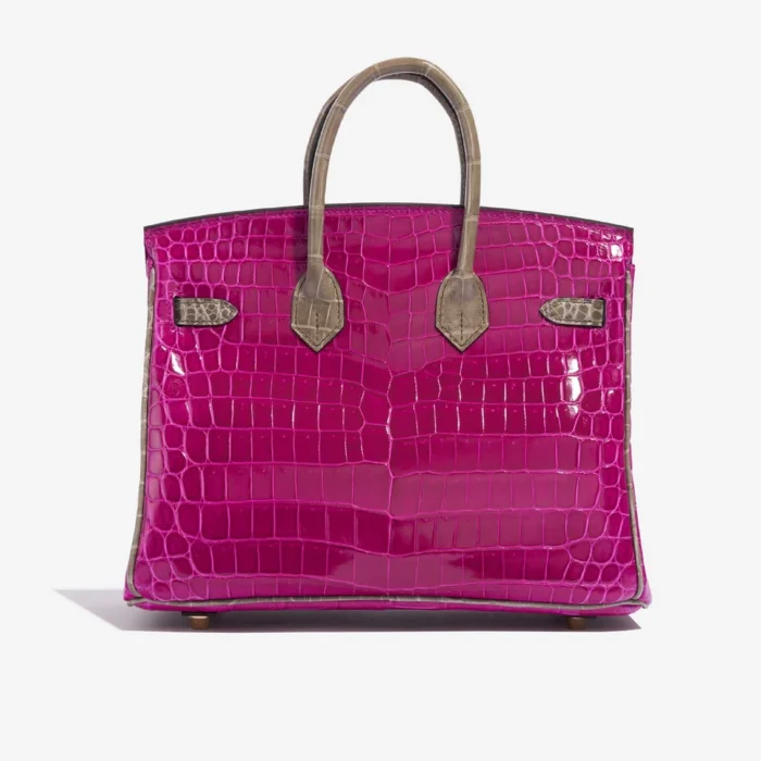 High-End Hermès Inspired HSS Birkin 25 Niloticus Crocodile Rose Sheherazade/Gris Tourterelle GHW - Direct Luxury Fashion - Image 2