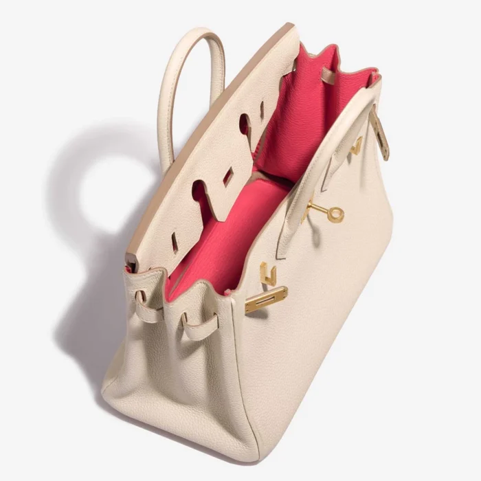 High-End Hermès Inspired HSS Birkin 25 Togo Craie/Rose Extreme GHW - Direct Luxury Fashion - Image 5