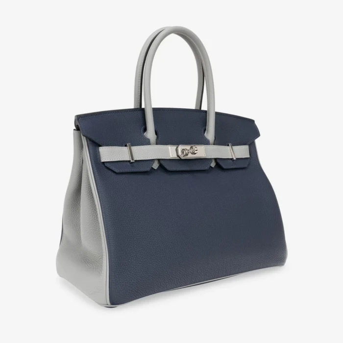 High-End Hermès Inspired HSS Birkin 30 Togo Blue Encre/Gris Mouette PHW - Direct Luxury Fashion - Image 3