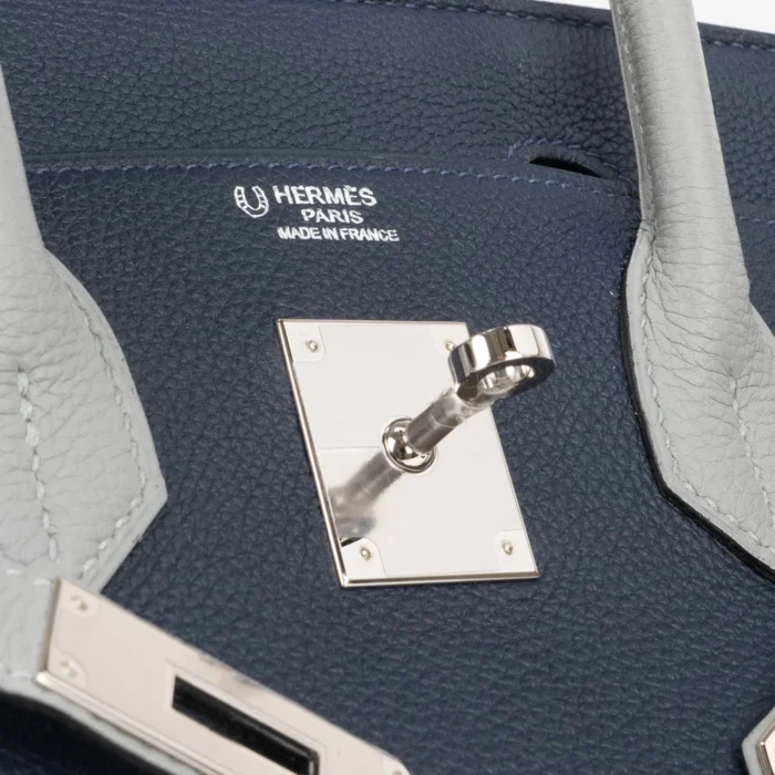 High-End Hermès Inspired HSS Birkin 30 Togo Blue Encre/Gris Mouette PHW - Direct Luxury Fashion - Image 5