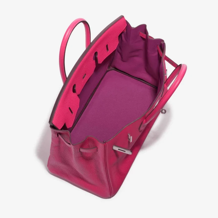 High-End Hermès Inspired HSS Birkin 35 Taurillon Clemence Rose Extreme/Rose Pourpre PHW - Direct Luxury Fashion - Image 5