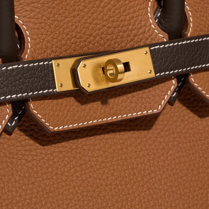 High-End Hermès Inspired HSS Birkin 35 Togo Gold/Chocolate GHW - Direct Luxury Fashion - Image 7