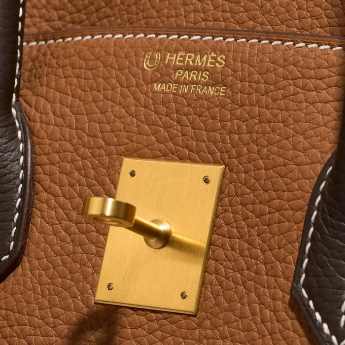 High-End Hermès Inspired HSS Birkin 35 Togo Gold/Chocolate GHW - Direct Luxury Fashion - Image 6
