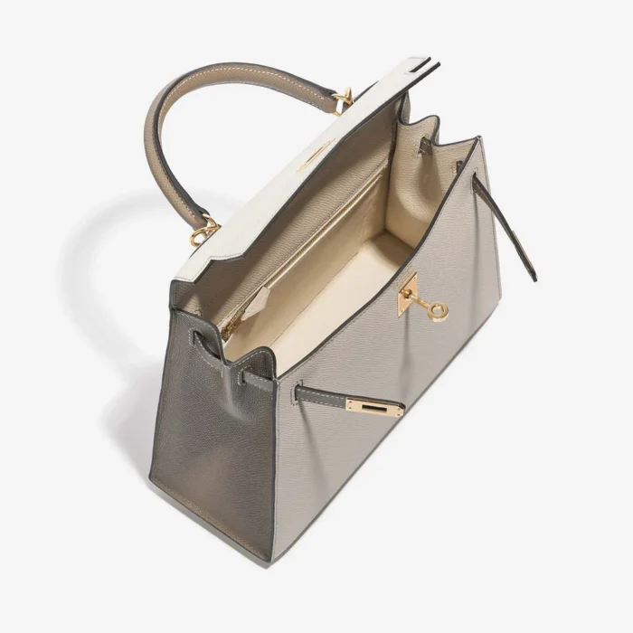 High-End Hermès Inspired HSS Kelly 25 Epsom Craie/Gris Asphalte GHW - Direct Luxury Fashion - Image 5