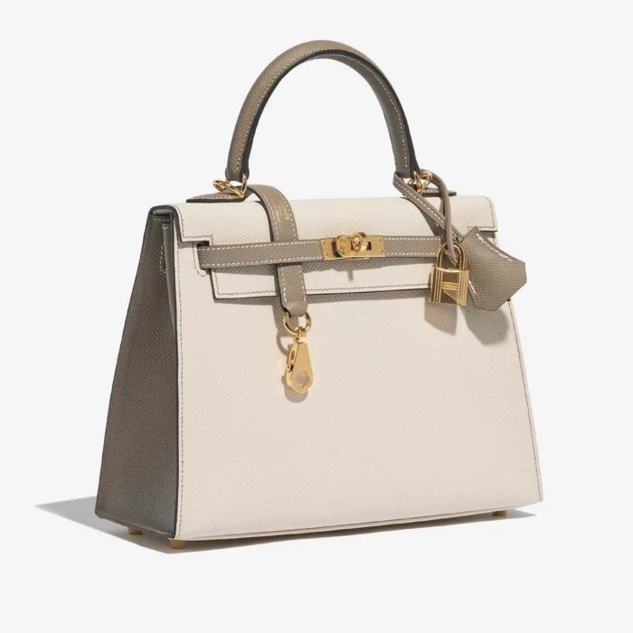 High-End Hermès Inspired HSS Kelly 25 Epsom Craie/Gris Asphalte GHW - Direct Luxury Fashion - Image 4