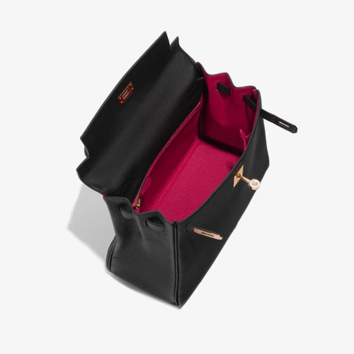High-End Hermès Inspired HSS Kelly 25 Togo Black/Rose Mexico GHW - Direct Luxury Fashion - Image 5