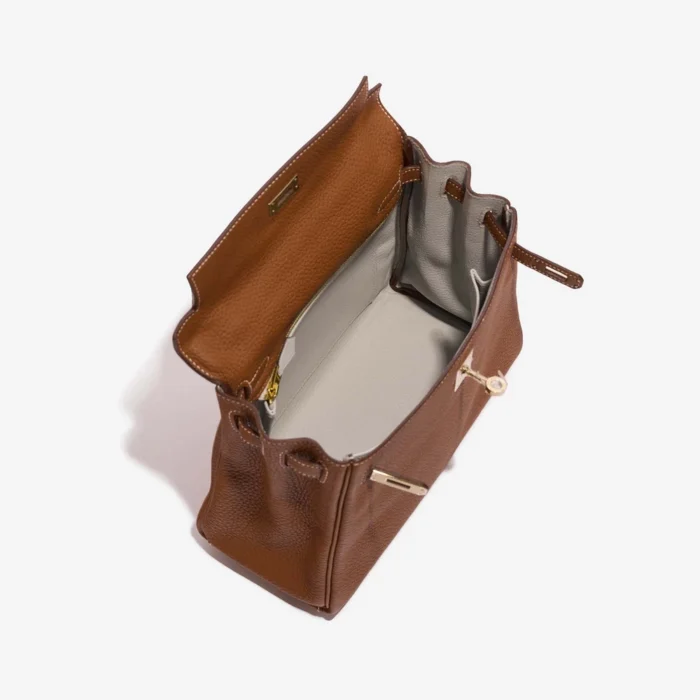 High-End Hermès Inspired HSS Kelly 25 Togo Gold/Pearl Grey GHW - Direct Luxury Fashion - Image 5