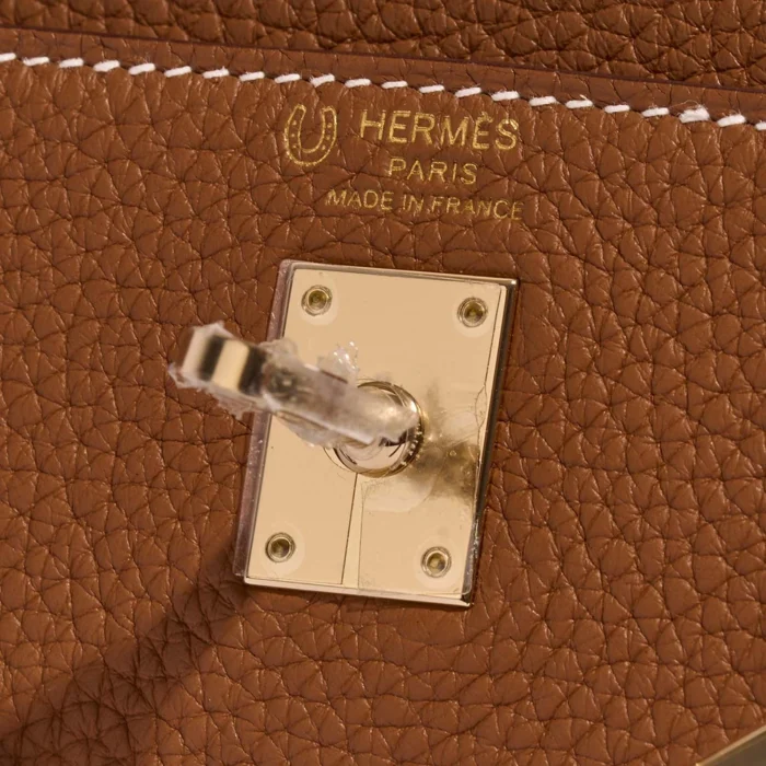 High-End Hermès Inspired HSS Kelly 25 Togo Gold/Pearl Grey GHW - Direct Luxury Fashion - Image 6