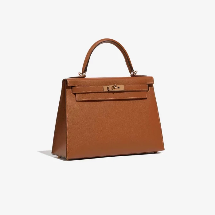 High-End Hermès Inspired HSS Kelly 28 Epsom Gold/Bleu Glacier GHW - Direct Luxury Fashion - Image 4