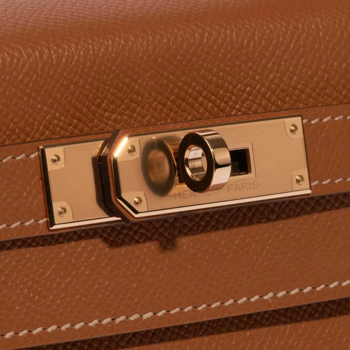 High-End Hermès Inspired HSS Kelly 28 Epsom Gold/Bleu Glacier GHW - Direct Luxury Fashion - Image 7