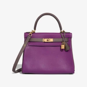 High-End Hermès Inspired HSS Kelly 28 Evercolor Anemone/Etoupe GHW - Direct Luxury Fashion