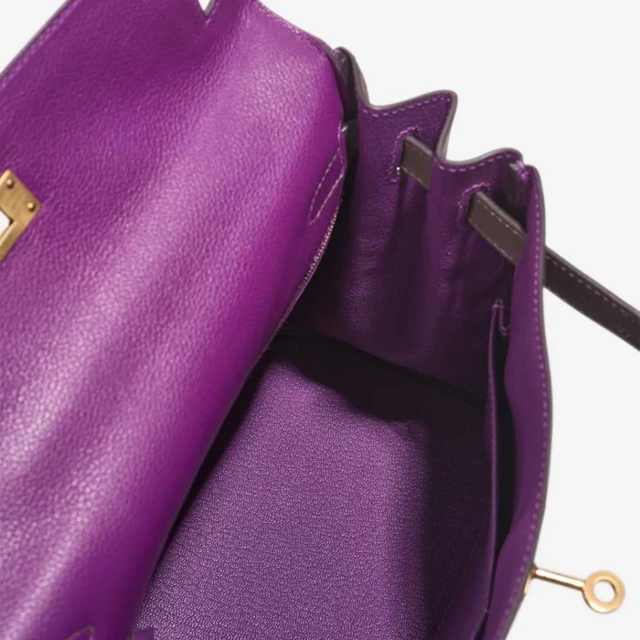 High-End Hermès Inspired HSS Kelly 28 Evercolor Anemone/Etoupe GHW - Direct Luxury Fashion - Image 5