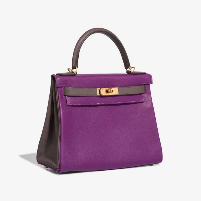 High-End Hermès Inspired HSS Kelly 28 Evercolor Anemone/Etoupe GHW - Direct Luxury Fashion - Image 4