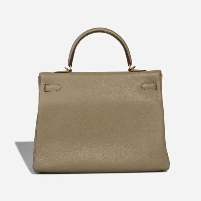 High-End Hermès Inspired HSS Kelly 35 Clemence Sauge/Gris Pale GHW - Direct Luxury Fashion - Image 2