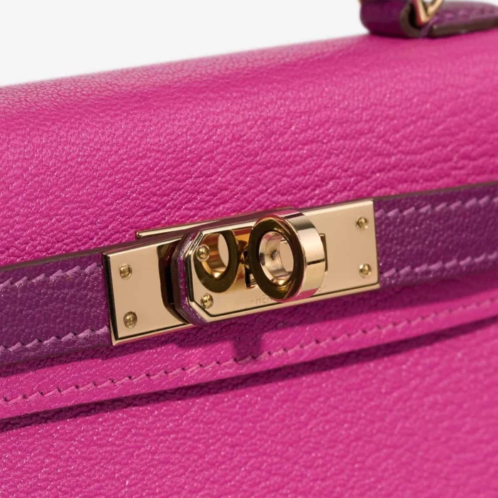 High-End Hermès Inspired HSS Mini Kelly Chevre Mysore Magnolia/Ultraviolet GHW - Direct Luxury Fashion - Image 6