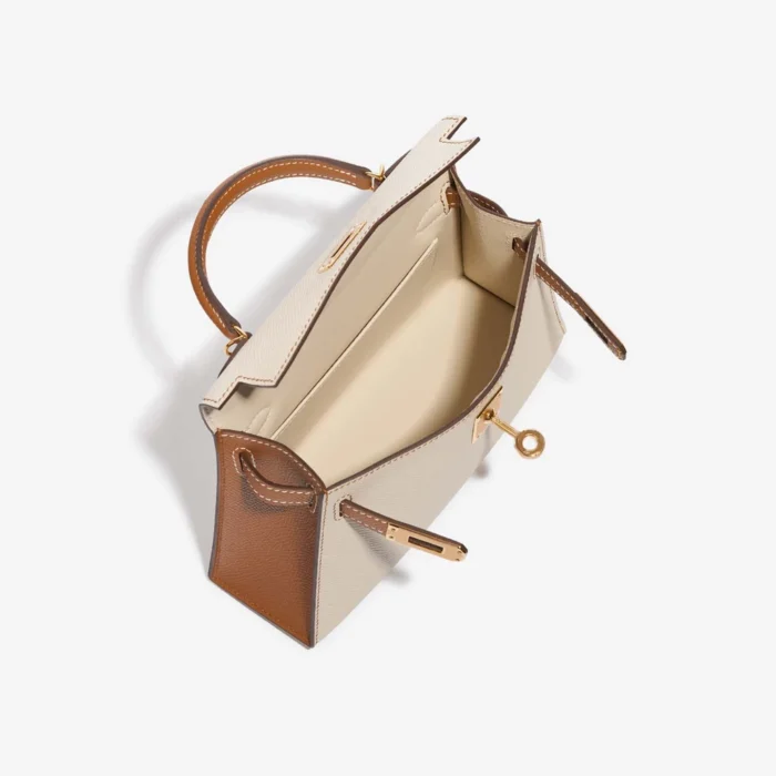 High-End Hermès Inspired HSS Mini Kelly Epsom Craie/Gold GHW - Direct Luxury Fashion - Image 5