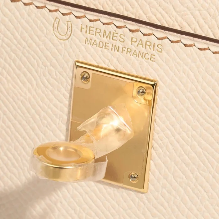 High-End Hermès Inspired HSS Mini Kelly Epsom Craie/Gold GHW - Direct Luxury Fashion - Image 6