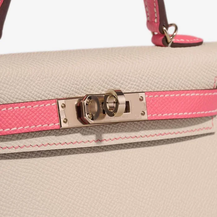 High-End Hermès Inspired HSS Mini Kelly Epsom Nata/Rose Azalee PBHW - Direct Luxury Fashion - Image 7