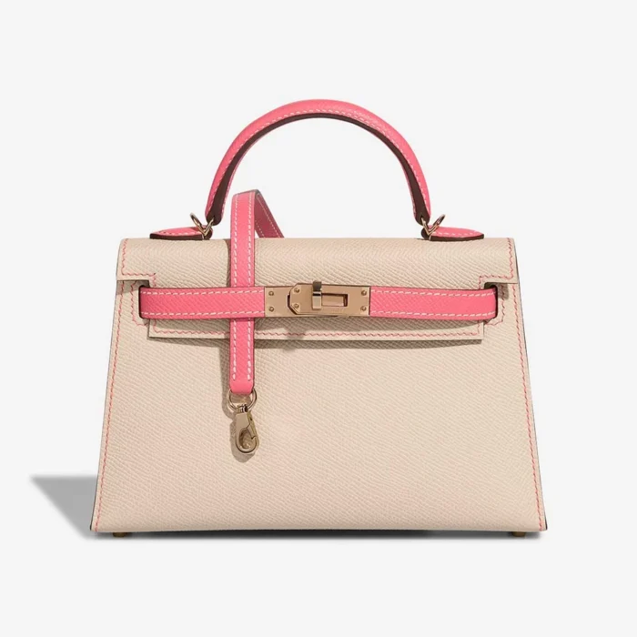 High-End Hermès Inspired HSS Mini Kelly Epsom Nata/Rose Azalee PBHW - Direct Luxury Fashion