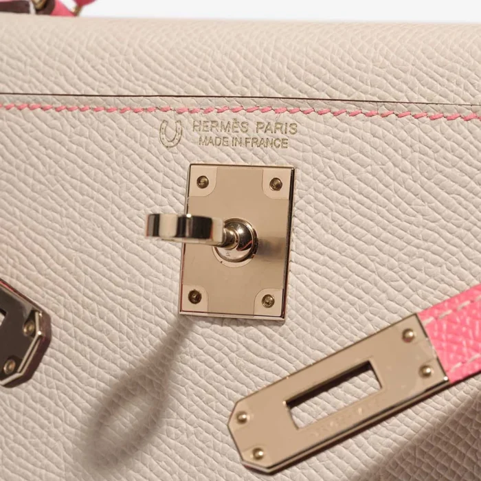 High-End Hermès Inspired HSS Mini Kelly Epsom Nata/Rose Azalee PBHW - Direct Luxury Fashion - Image 6