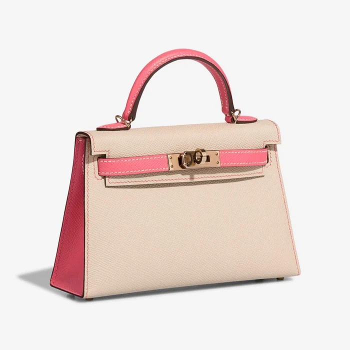 High-End Hermès Inspired HSS Mini Kelly Epsom Nata/Rose Azalee PBHW - Direct Luxury Fashion - Image 4