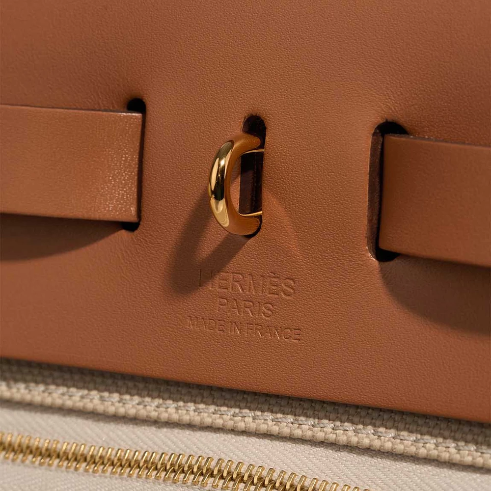 Premium Toile Militaire & Vache Hunter Leather Satchel in Beton - Image 2