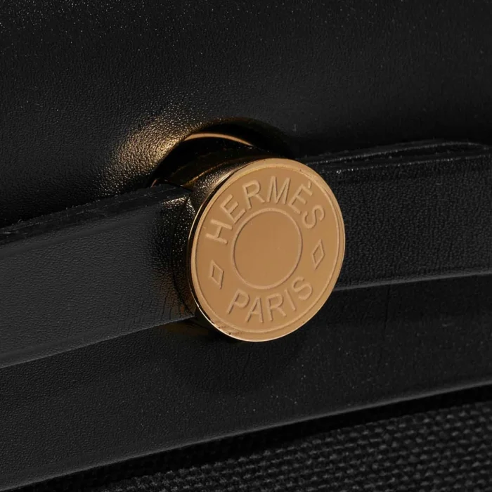 High-End Hermès Inspired Herbag 31 Toile/Vache Hunter Black GHW - Direct Luxury Fashion - Image 6