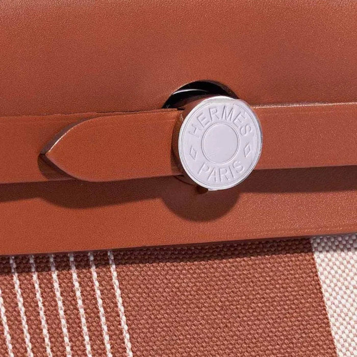 High-End Hermès Inspired Herbag 31 Vache Hunter/Toile H Vibration Fauve/Ecru/Beige PHW - Direct Luxury Fashion - Image 8