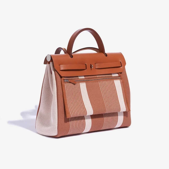 High-End Hermès Inspired Herbag 31 Vache Hunter/Toile H Vibration Fauve/Ecru/Beige PHW - Direct Luxury Fashion - Image 5