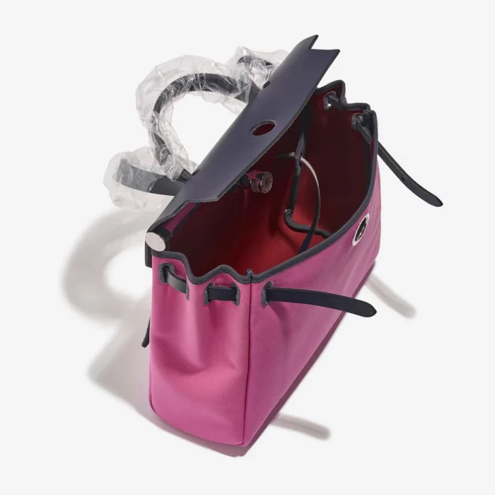 High-End Hermès Inspired Herbag 31 Vache Hunter/Toile Rose Bubblegum/Rubis/Blue Indigo PHW - Direct Luxury Fashion - Image 5