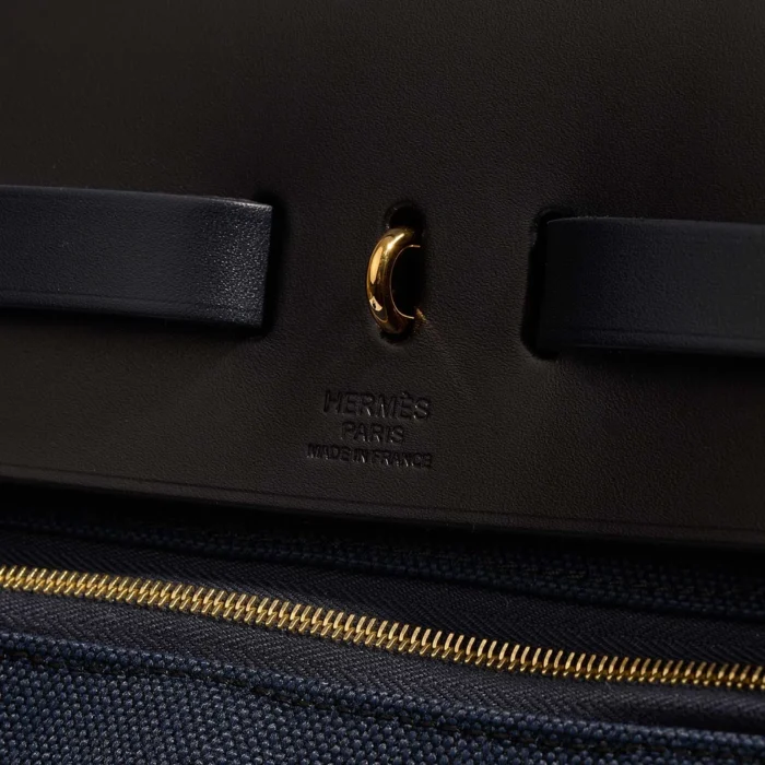 High-End Hermès Inspired Herbag 39 Toile/Vache Hunter Black/Bleu Marine GHW - Direct Luxury Fashion - Image 2