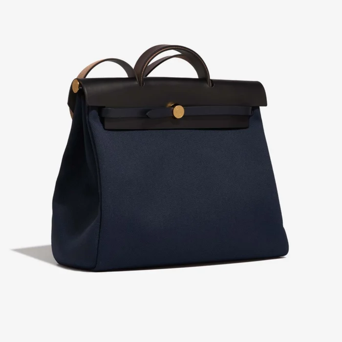High-End Hermès Inspired Herbag 39 Toile/Vache Hunter Black/Bleu Marine GHW - Direct Luxury Fashion - Image 5