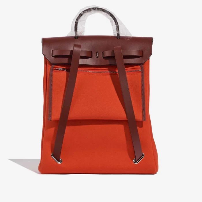 High-End Hermès Inspired Herbag Backpack Toile/Vache Hunter Orange Mecano/Rouge H PHW - Direct Luxury Fashion - Image 2