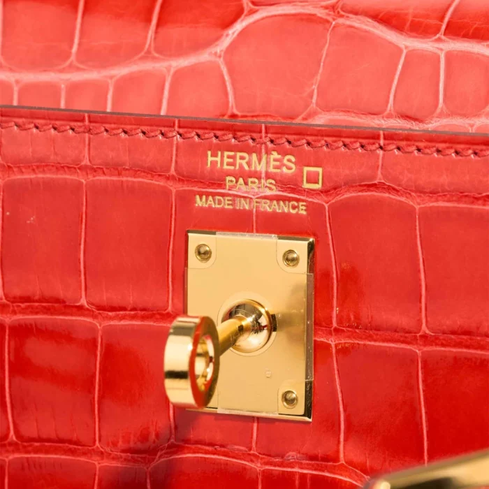 High-End Hermès Inspired Kelly 25 Alligator Mississippiensis Rouge de Coeur GHW - Direct Luxury Fashion - Image 5
