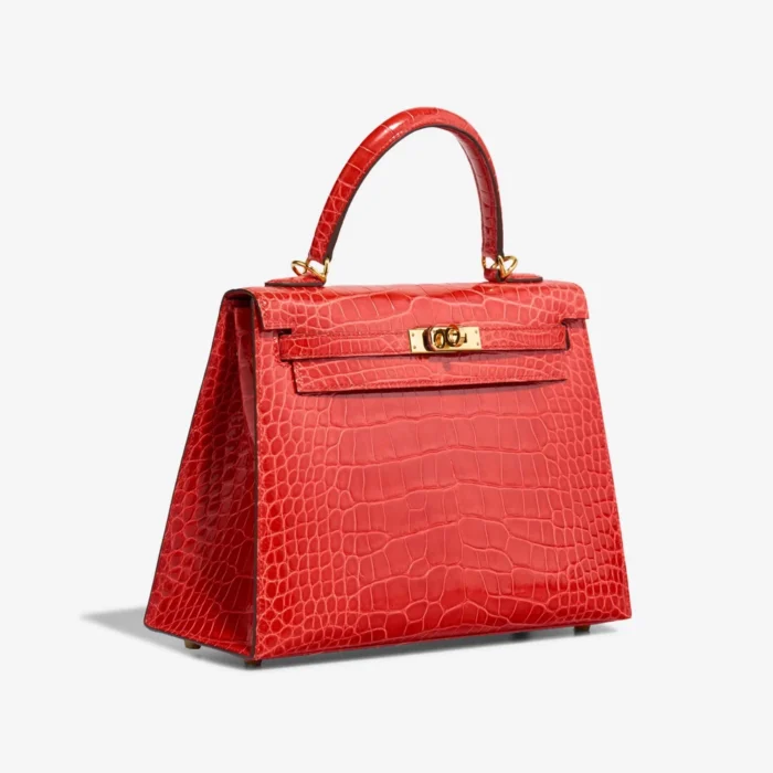 High-End Hermès Inspired Kelly 25 Alligator Mississippiensis Rouge de Coeur GHW - Direct Luxury Fashion - Image 3