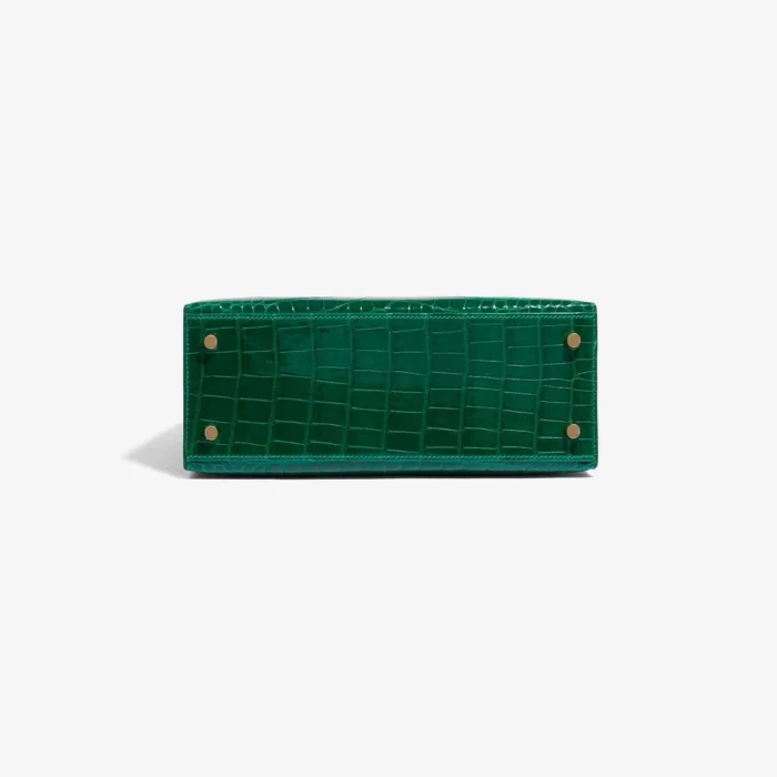 High-End Hermès Inspired Kelly 25 Alligator Vert Emerald GHW - Direct Luxury Fashion - Image 3