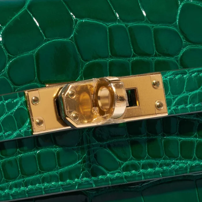 High-End Hermès Inspired Kelly 25 Alligator Vert Emerald GHW - Direct Luxury Fashion - Image 7