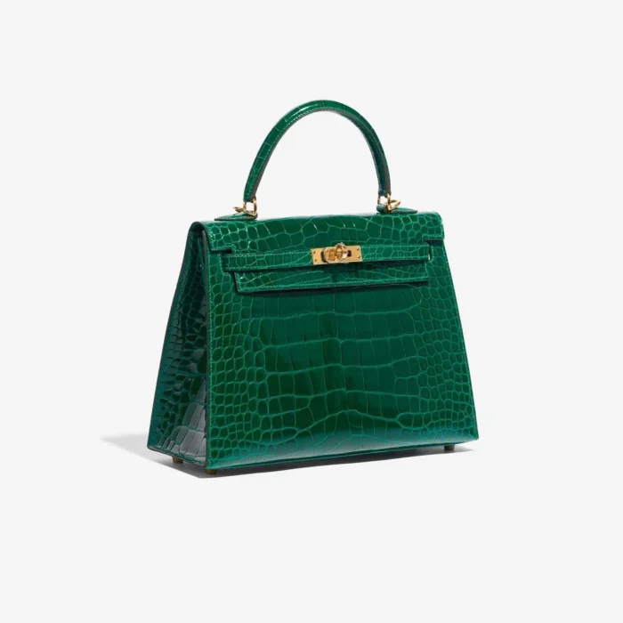 High-End Hermès Inspired Kelly 25 Alligator Vert Emerald GHW - Direct Luxury Fashion - Image 4