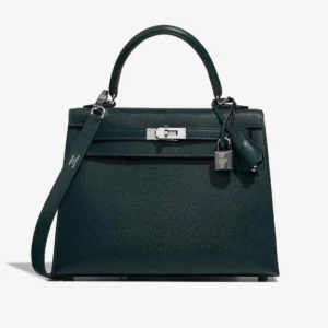 High-End Hermès Inspired Kelly 25 Chevre Chamkila Vert Cypress PHW - Direct Luxury Fashion