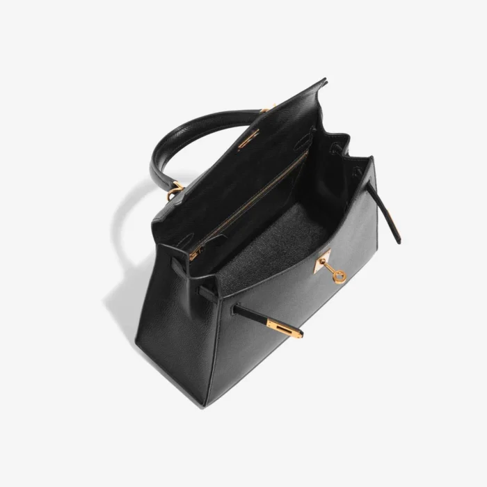 High-End Hermès Inspired Kelly 25 Epsom Black GHW - Direct Luxury Fashion - Image 5