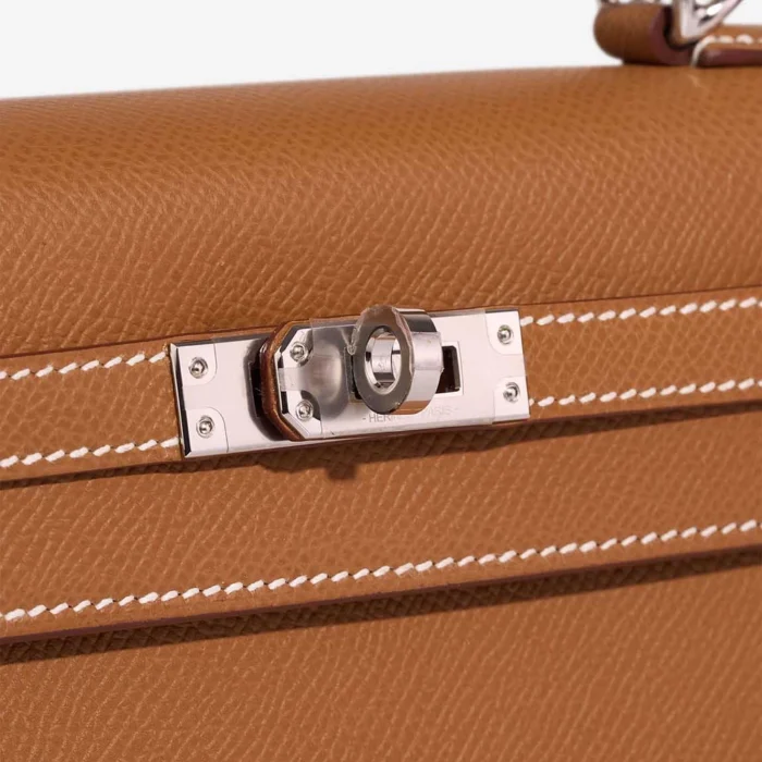 High-End Hermès Inspired Kelly 25 Epsom Gold PHW - Direct Luxury Fashion - Image 7